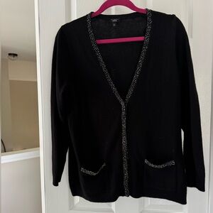 Talbots Black Cardigan with Beaded Accents